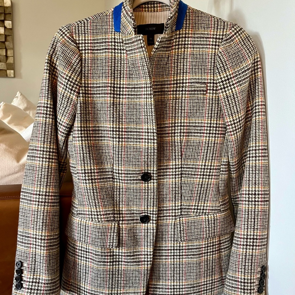 J. Crew Regent Glen Plaid Wool Blazer Womens 00